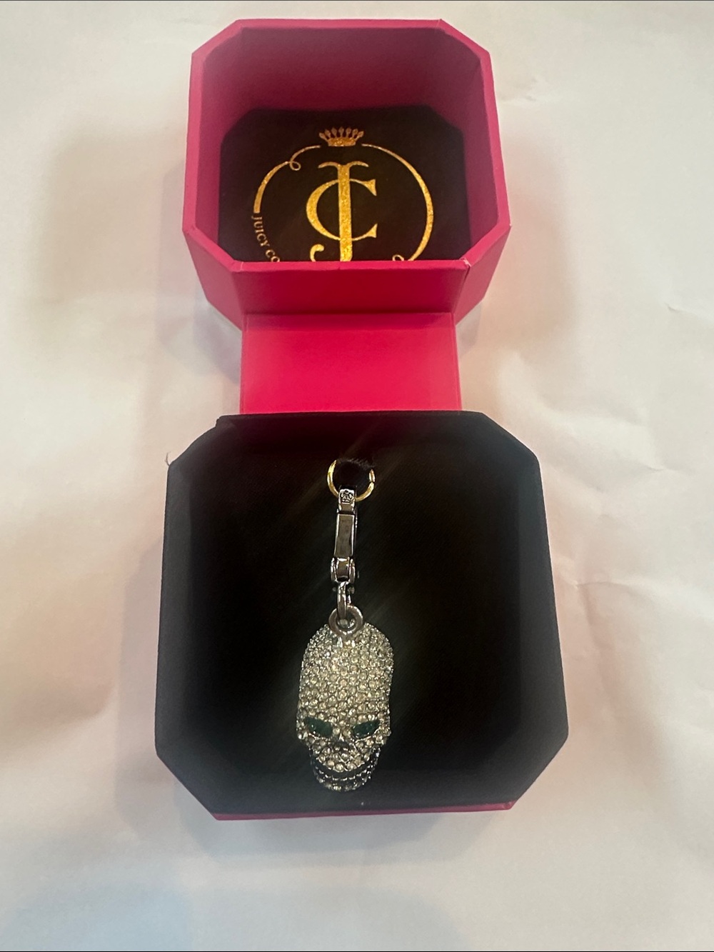 Crystal Skull Juicy Couture charm in Pink Box
